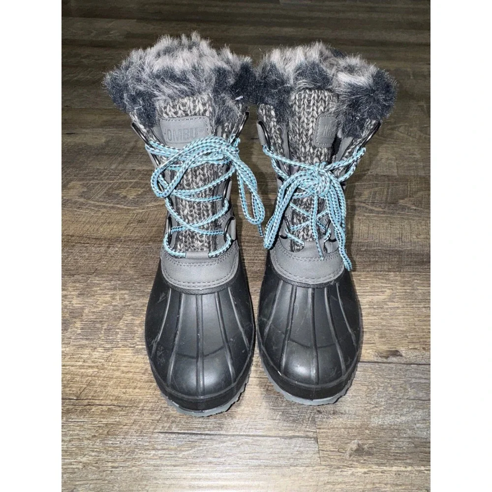 Khombu Kerigan Snow Boots Women's Size 5.5 Black Gray Waterproof Thermolite